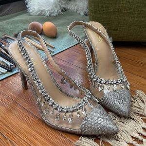 Rhinestone silver heels